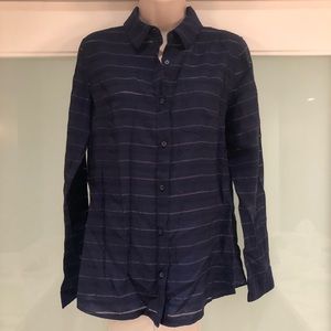 Banana Republic navy striped button down